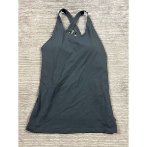 Running Girl Top Womens Large Gray Sleeveless Nylon Blend Bulit in Bra Workout